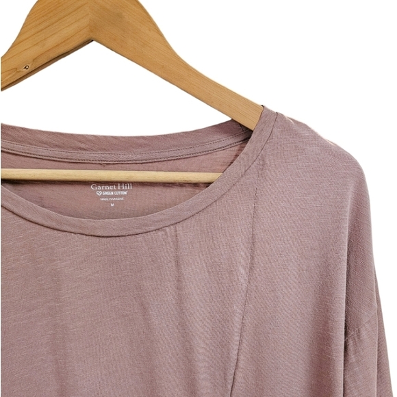 Garnet Hill Organic Cotton Cinched 3/4 Sleeve Rose Color Tee Boat Neck Top M - Picture 6 of 10